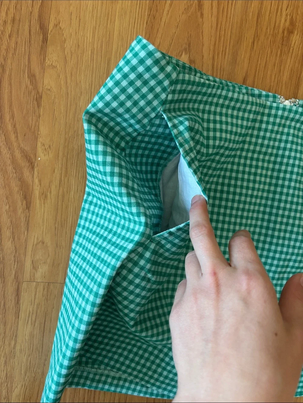 Urban Outfitters Teal Light Blue Gingham Mini Skirt